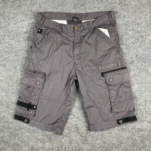 Request Cargo Shorts Mens 34 Gray Striped Cotton Blend Utility Casual